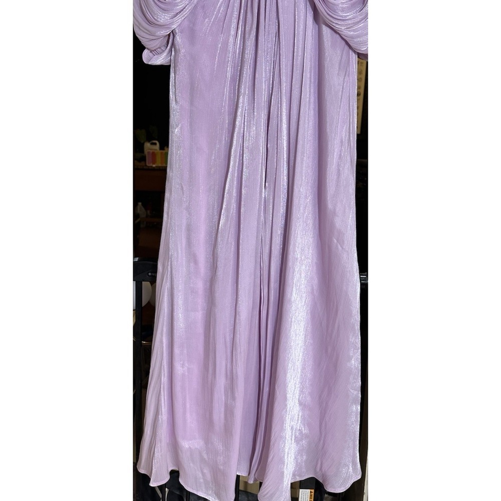 MSRP $880 Badgley Mischka Draped Dolman Sleeve Chiffon Gown Sz 2 Lavender Lilac - Picture 11 of 13